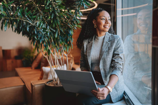 Business professional working on a laptop