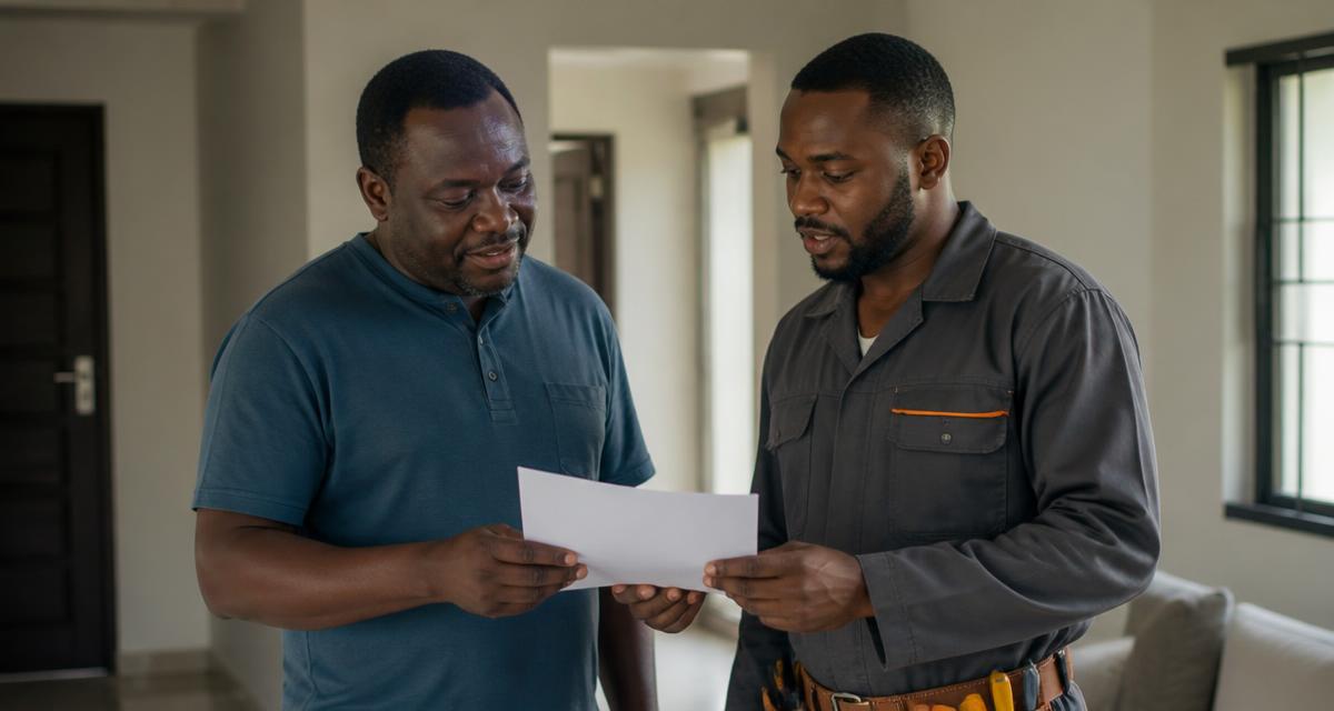A homeowner discussing a job and quote with an artisan in Nigeria